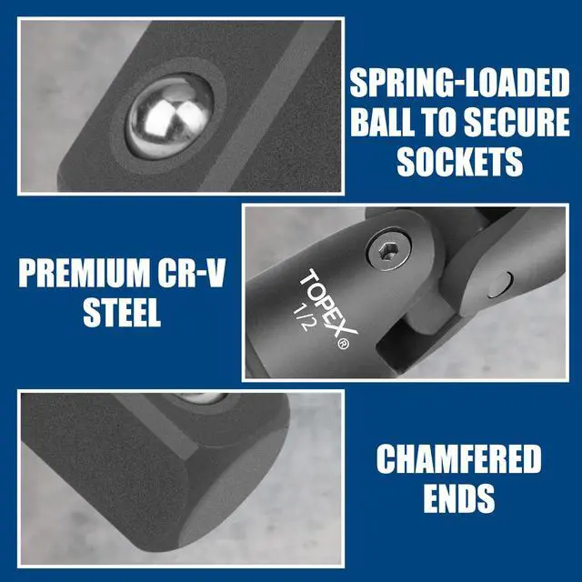 Alt view image 3 of 7 - TOPEX 7-piece socket adaptor set 1/4" 3/8" and 1/2" universal joint socket adaptor