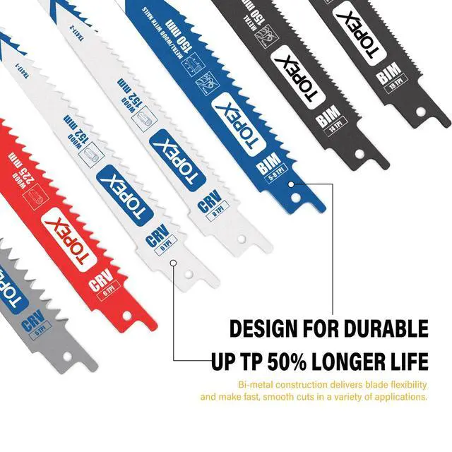 Alt view image 4 of 7 - TOPEX 34 Piece Reciprocating Saw Blades, Premium Sawzall Blades for Metal and Wood cutting