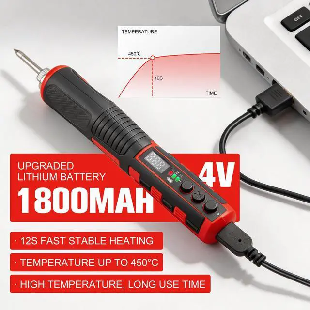 Alt view image 4 of 7 - TOPEX 4V Max Cordless Soldering Iron, Cordless Soldering Iron Kit, 12 Second Quick Heat Up, with Rechargeable Lithium-Ion Battery, for Electronics