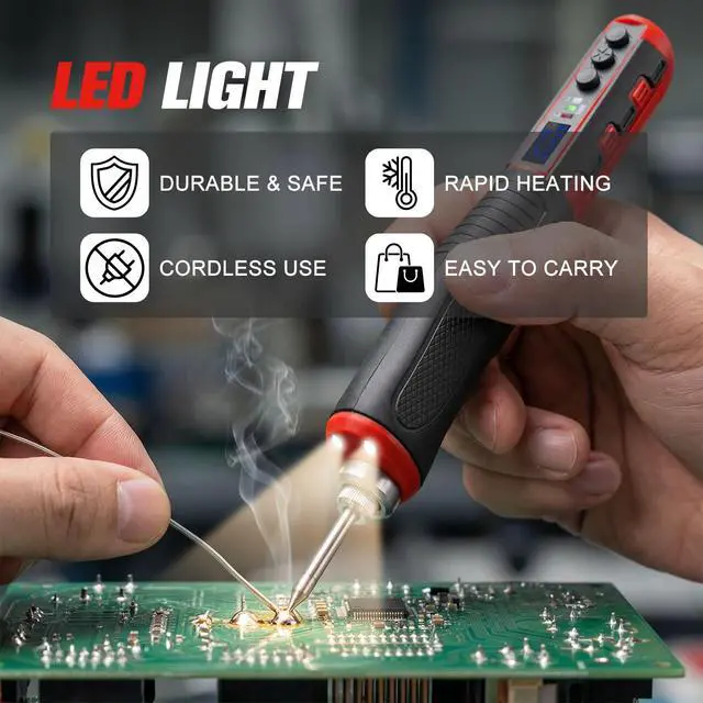 Alt view image 7 of 7 - TOPEX 4V Max Cordless Soldering Iron, Cordless Soldering Iron Kit, 12 Second Quick Heat Up, with Rechargeable Lithium-Ion Battery, for Electronics