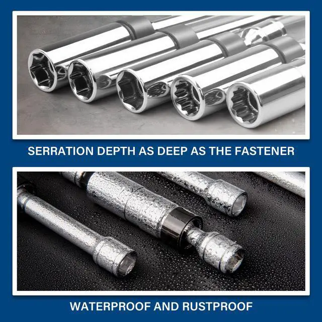 Alt view image 5 of 7 - TOPEX 5-PIECE Swivel Spark Plug Socket Set 3/8 Drive Extra Long