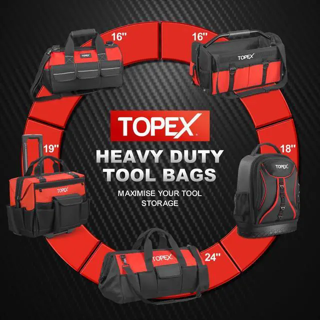 Alt view image 2 of 7 - TOPEX 16-inch Tool Bag Multi-pocket Tool Organizer with Adjustable Shoulder Strap