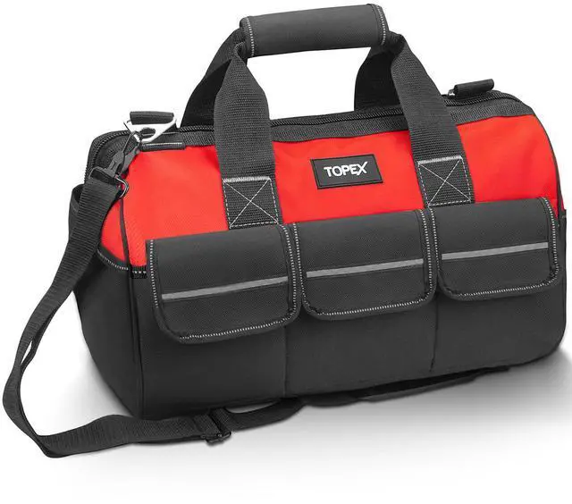 Main image of TOPEX 16-inch Tool Bag Multi-pocket Tool Organizer with Adjustable Shoulder Strap