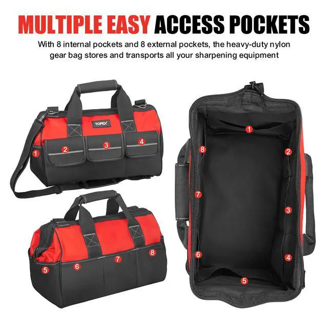 Alt view image 6 of 7 - TOPEX 16-inch Tool Bag Multi-pocket Tool Organizer with Adjustable Shoulder Strap