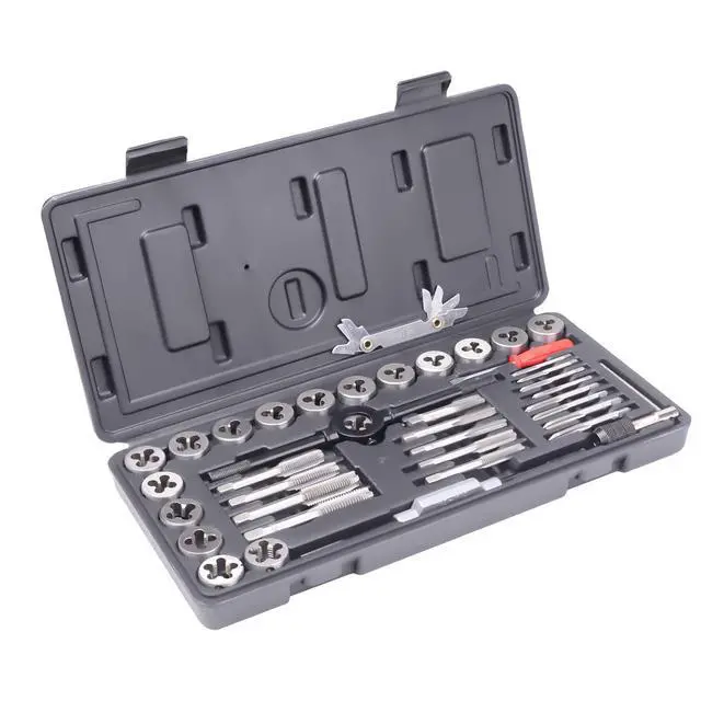 Alt view image 4 of 7 - TOPEX 40 PCs Imperial Tap and Die Set Screw Thread Drill Kit Pitch Gauge M3-M12
