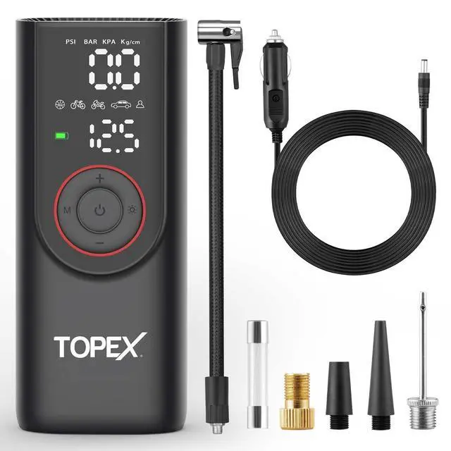 Main image of TOPEX 12V Car Tyre Inflator Portable Air Compressor Cordless Air Pump 150PSI Air Pump Dual Power Electric Tyre Pump for Car/ Motorcycle/ Bike/ Ball/ Custom