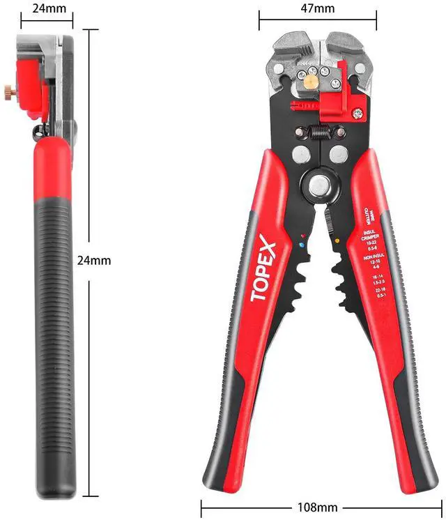 Alt view image 4 of 7 - TOPEX 260-Piece Wire Stripper Self-Adjustable Crimper Plier Set Terminals Tools