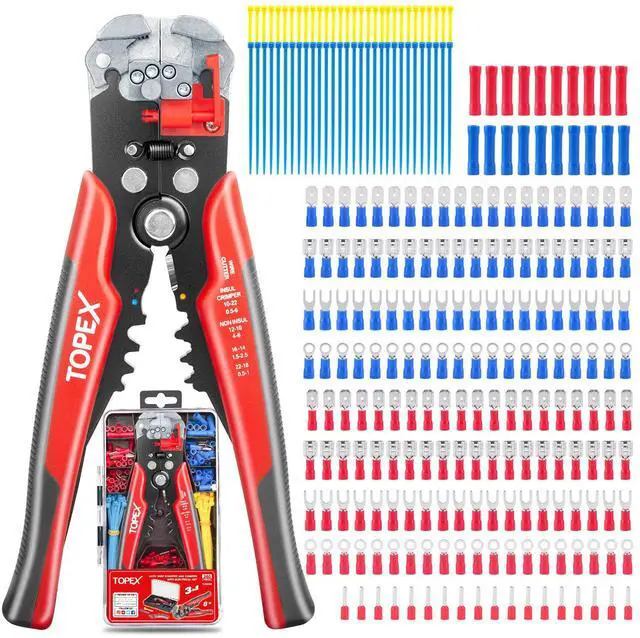 Main image of TOPEX 260-Piece Wire Stripper Self-Adjustable Crimper Plier Set Terminals Tools