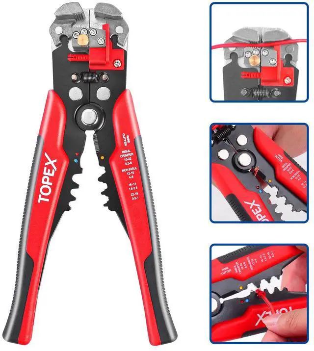 Alt view image 2 of 7 - TOPEX 260-Piece Wire Stripper Self-Adjustable Crimper Plier Set Terminals Tools
