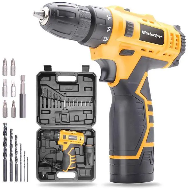 Main image of MasterSpec 12V Cordless Drill Driver Screwdriver Accessories W/1 Battery Charger