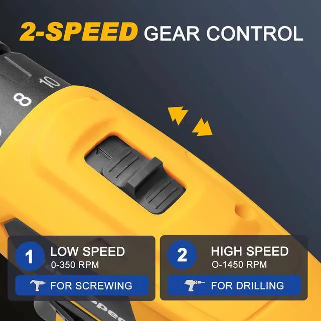 Alt view image 4 of 7 - MasterSpec 20V Max Cordless Drill 30N.m 18+1+1 Torque Electric Power Drill Kit w/Li-Ion Battery Pack& Screwdriver Bit Set LED Light