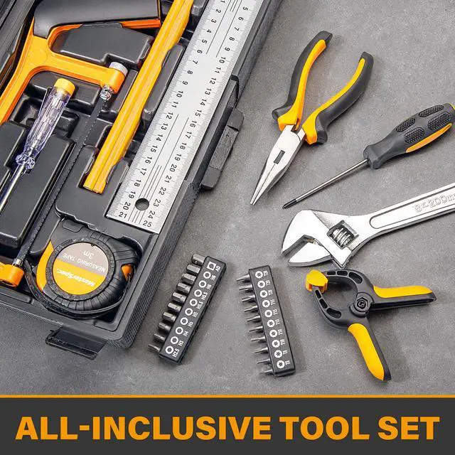 Alt view image 3 of 7 - MasterSpec 79-Piece Hand Tool Set Household Tool Kit Hammer Plier Scissor Knife