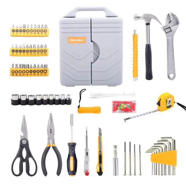 Alt view image 4 of 7 - MasterSpec 100PCs Household Tool Kit Toolbox Set