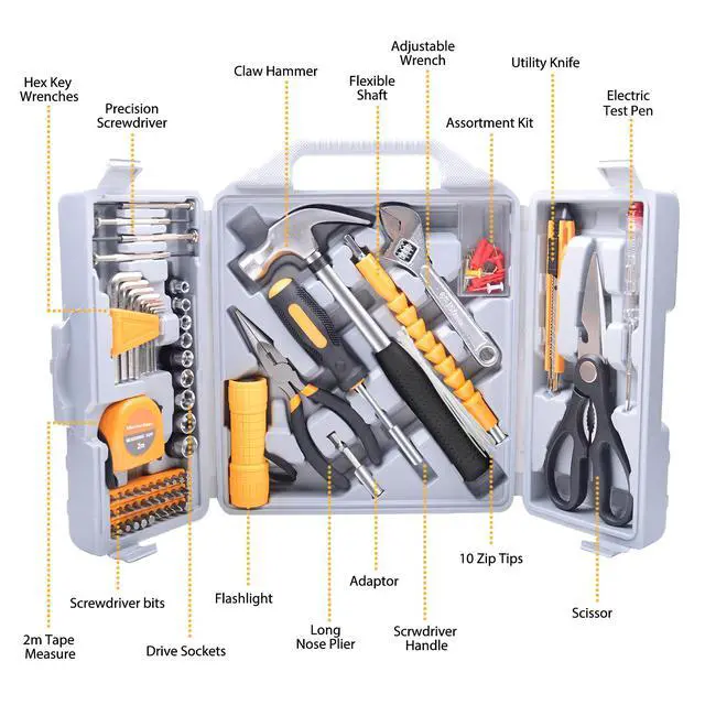 Alt view image 2 of 7 - MasterSpec 100PCs Household Tool Kit Toolbox Set