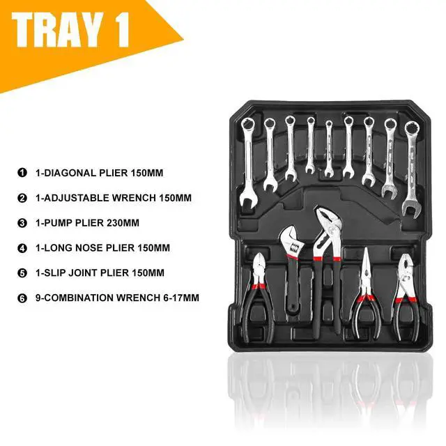 Alt view image 3 of 7 - MasterSpec 1180pcs Professional Tool Set Aluminum Case Tool Kits w/ Rolling Tool Box