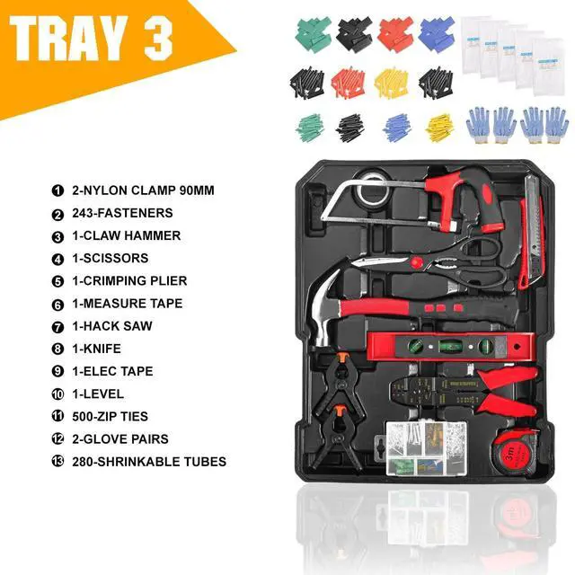 Alt view image 5 of 7 - MasterSpec 1180pcs Professional Tool Set Aluminum Case Tool Kits w/ Rolling Tool Box