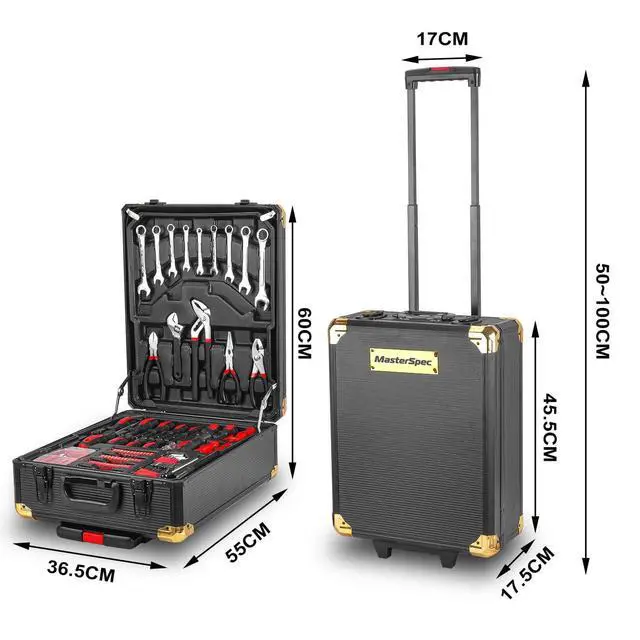 Alt view image 7 of 7 - MasterSpec 1180pcs Professional Tool Set Aluminum Case Tool Kits w/ Rolling Tool Box