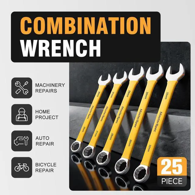 Alt view image 2 of 7 - MasterSpec 25pcs Combination Spanner Set - Wrench 6mm - 32mm Size, 15 Degree Offset Angle for Automotive Repair Furniture Assembly