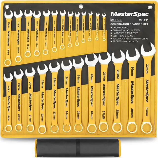 Main image of MasterSpec 25pcs Combination Spanner Set - Wrench 6mm - 32mm Size, 15 Degree Offset Angle for Automotive Repair Furniture Assembly