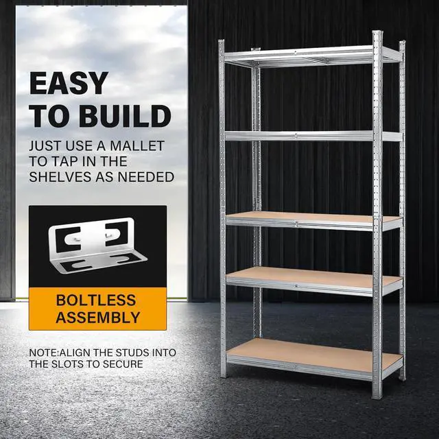 Alt view image 4 of 7 - MasterSpec 5-Tier Garage Shelving 1500x700x300mm Warehouse Rack Shelf Storage Rack Garage Shelves