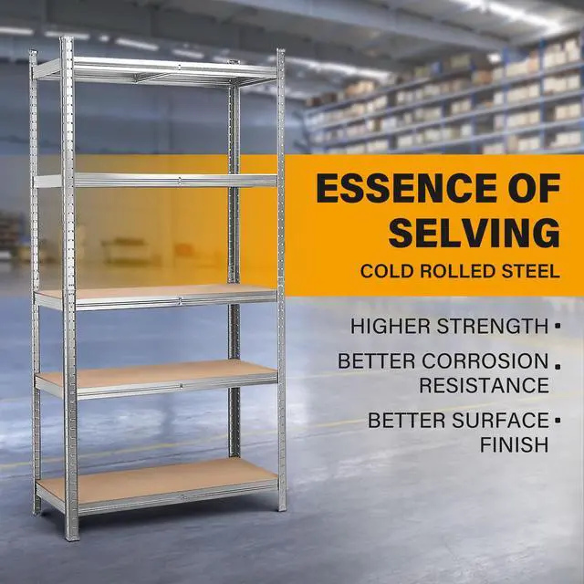 Alt view image 7 of 7 - MasterSpec 5-Tier Garage Shelving 1500x700x300mm Warehouse Rack Shelf Storage Rack Garage Shelves