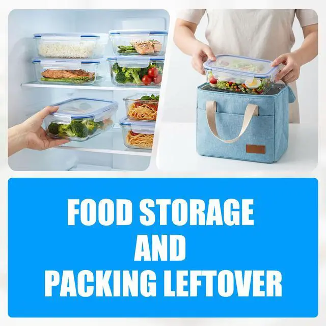 Alt view image 6 of 7 - Stelive 10 Pack Glass Storage Food Containers, Glass Meal Prep Containers, Airtight Lunch Bento Boxes with Snap Locking Leakproof Lids, Reusable for Microwave
