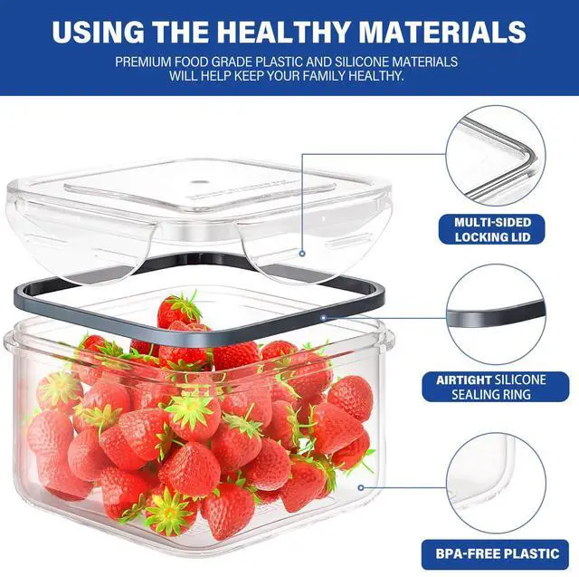 Alt view image 5 of 7 - Stelive 24 PCs Food Storage Container Set, Leak Proof Lunch Boxes, BPA-Free Clear Plastic Storage Containers for Home & Kitchen Organization with Labels & Pen