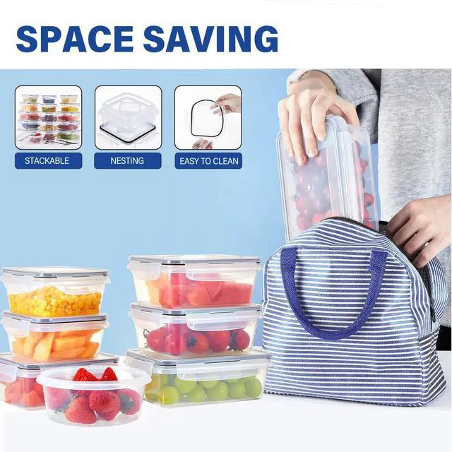 Alt view image 6 of 7 - Stelive 24 PCs Food Storage Container Set, Leak Proof Lunch Boxes, BPA-Free Clear Plastic Storage Containers for Home & Kitchen Organization with Labels & Pen