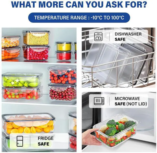 Alt view image 3 of 7 - Stelive 24 PCs Food Storage Container Set, Leak Proof Lunch Boxes, BPA-Free Clear Plastic Storage Containers for Home & Kitchen Organization with Labels & Pen