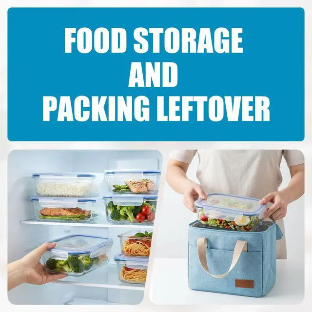 Alt view image 6 of 7 - Stelive 5 Pack Glass Storage Food Containers, Glass Meal Prep Containers, Airtight Lunch Bento Boxes with Snap Locking Leakproof Lids, Reusable for Microwave
