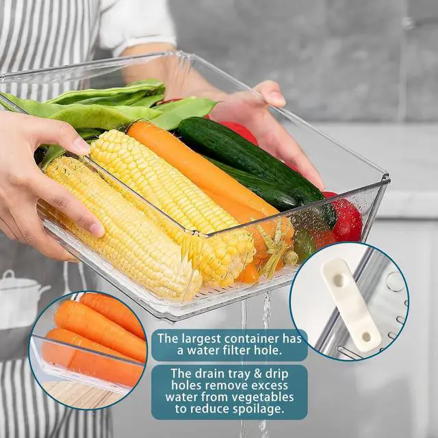 Alt view image 4 of 7 - Stelive 10 Pack Fridge Organiser, Stackable Refrigerator Organiser Bins with Lids, BPA-Free, Kitchen Storage Containers, Clear Fridge Storage