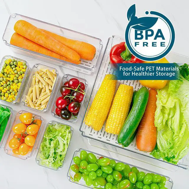 Alt view image 6 of 7 - Stelive 10 Pack Fridge Organiser, Stackable Refrigerator Organiser Bins with Lids, BPA-Free, Kitchen Storage Containers, Clear Fridge Storage