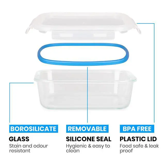 Alt view image 2 of 7 - Stelive 10 PCs Glass Storage Food Containers, Glass Meal Prep Containers, Airtight Lunch Bento Boxes with Snap Locking Leakproof Lids for Microwave
