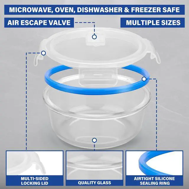 Alt view image 2 of 7 - Stelive 12 PCS Glass Food Storage Containers Airtight Food Containers Leakproof Lunch box BPA Free