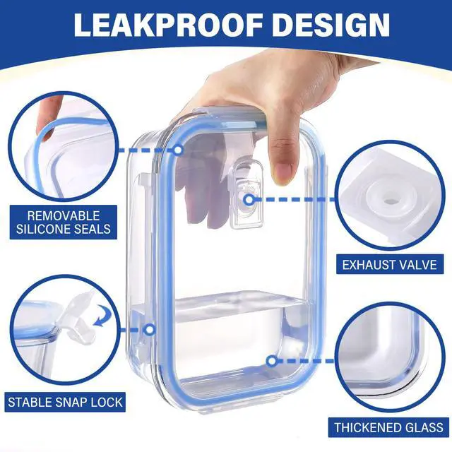 Alt view image 4 of 7 - Stelive 12 PCS Glass Food Storage Containers Airtight Food Containers Leakproof Lunch box BPA Free
