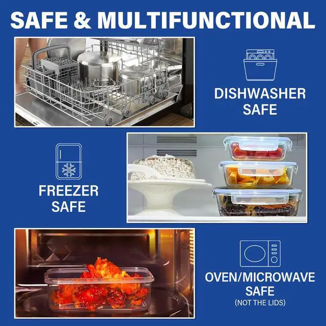 Alt view image 5 of 7 - Stelive 12 PCS Glass Food Storage Containers Airtight Food Containers Leakproof Lunch box BPA Free