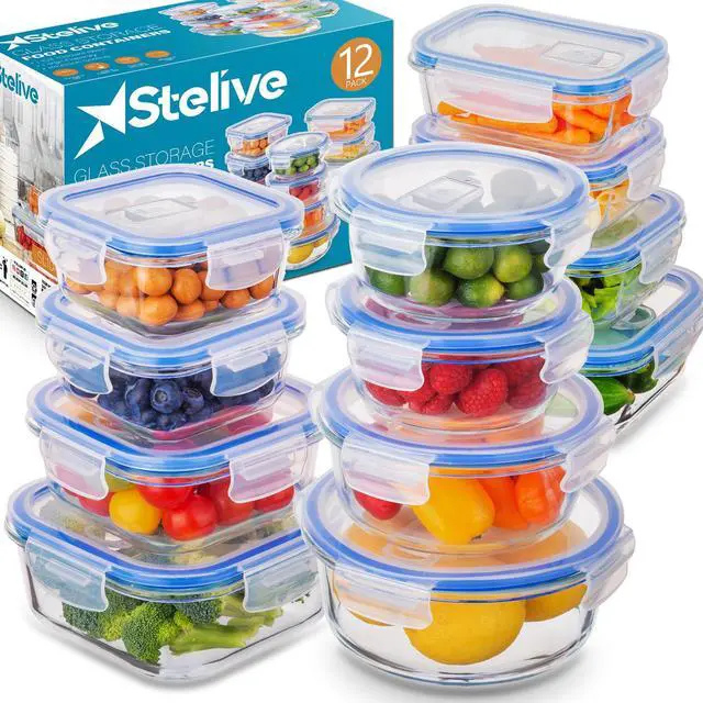 Main image of Stelive 12 PCS Glass Food Storage Containers Airtight Food Containers Leakproof Lunch box BPA Free