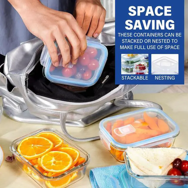 Alt view image 7 of 7 - Stelive 12 PCS Glass Food Storage Containers Airtight Food Containers Leakproof Lunch box BPA Free
