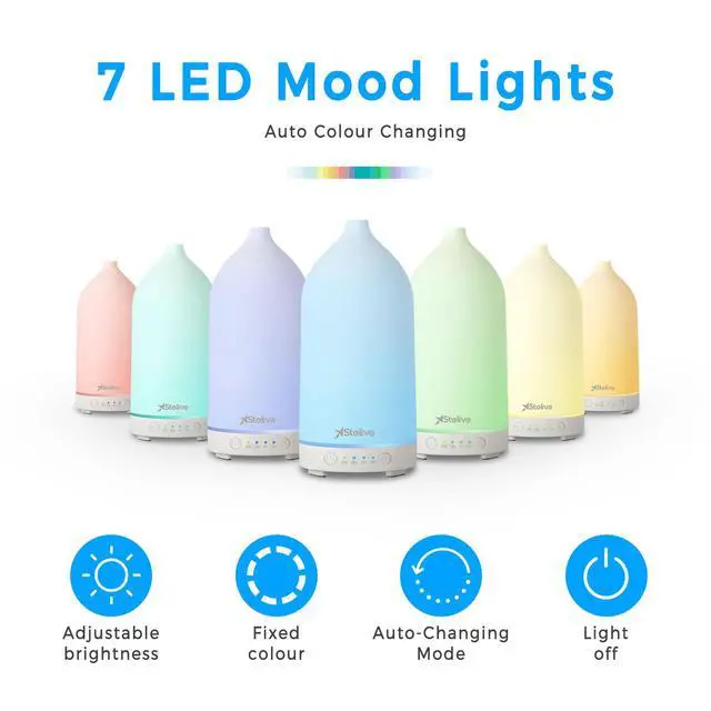 Alt view image 4 of 7 - Stelive Essential Oil Diffuser, Ultrasonic Aromatherapy Diffuser 200ML, Aroma Diffuser with 4 white indicator lights, humidifying benefits, for Home or Office