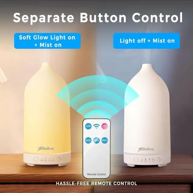 Alt view image 5 of 7 - Stelive Essential Oil Diffuser, Ultrasonic Aromatherapy Diffuser 200ML, Aroma Diffuser with 4 white indicator lights, humidifying benefits, for Home or Office