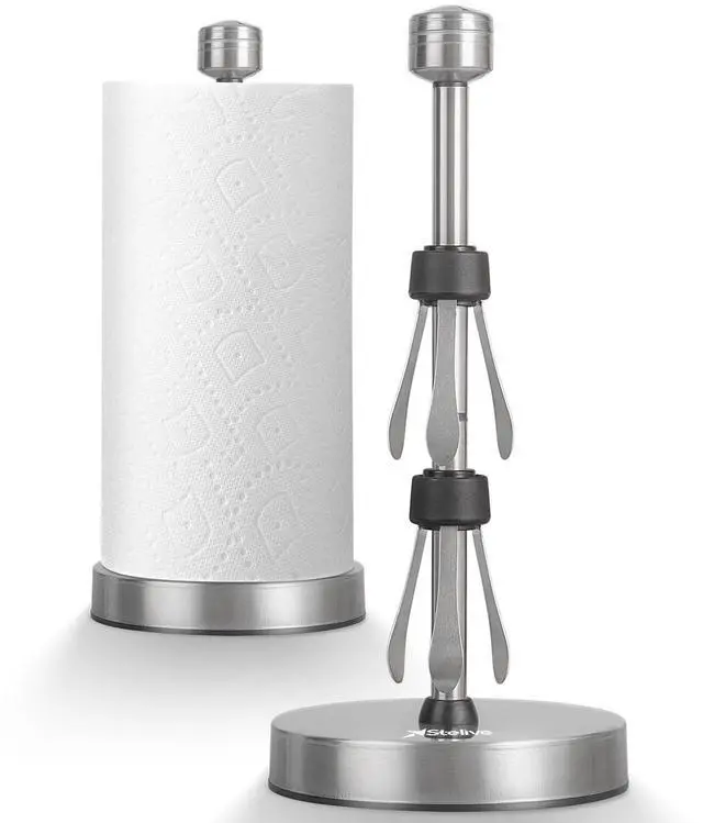 Main image of Stelive 11-Inch Paper Towel Holder, Free-Standing Kitchen Roll Holder, Weighted Paper Towel Dispenser with Suction Cup Base, One-Handed Tear, Stainless Steel