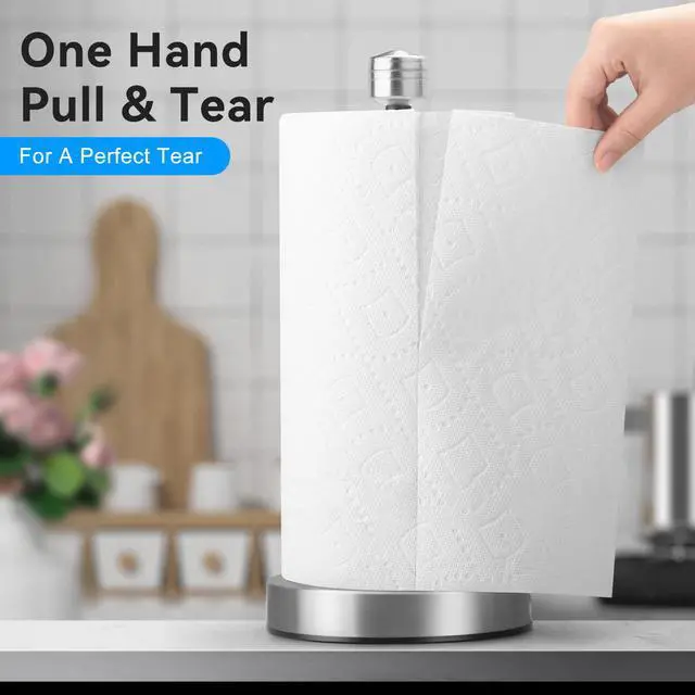 Alt view image 3 of 7 - Stelive 11-Inch Paper Towel Holder, Free-Standing Kitchen Roll Holder, Weighted Paper Towel Dispenser with Suction Cup Base, One-Handed Tear, Stainless Steel