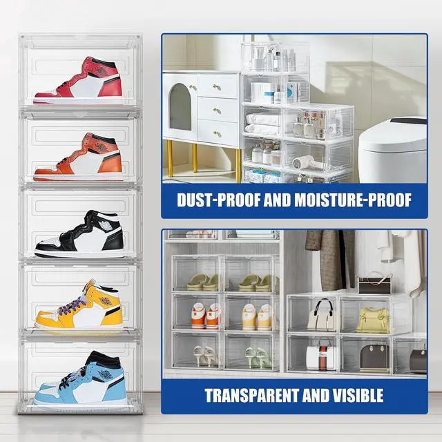 Alt view image 3 of 7 - Stelive 6PCS Shoe Display Box Shoe Box Storage Container Stackable Shoe Storage Box 33.4x27.5x22.3cm