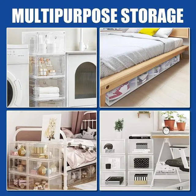 Alt view image 6 of 7 - Stelive 6PCS Shoe Display Box Shoe Box Storage Container Stackable Shoe Storage Box 33.4x27.5x22.3cm