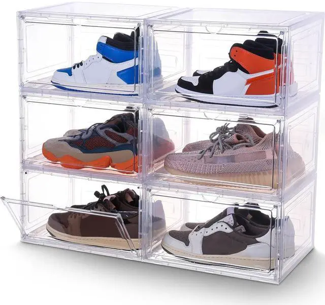 Main image of Stelive 6PCS Shoe Display Box Shoe Box Storage Container Stackable Shoe Storage Box 33.4x27.5x22.3cm