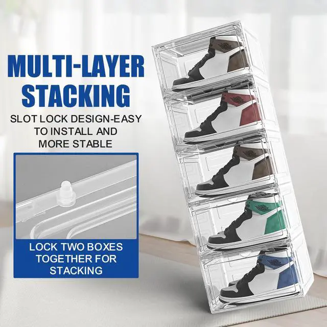 Alt view image 5 of 7 - Stelive 6PCS Shoe Display Box Shoe Box Storage Container Stackable Shoe Storage Box 33.4x27.5x22.3cm