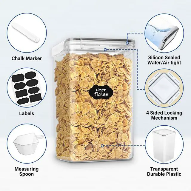 Alt view image 2 of 7 - Stelive 2-Piece 6.5L Food Storage Containers Airtight Pantry Storage Containers Organiser Plastic Food Canisters Plastic Canisters w/ Labels & Pen