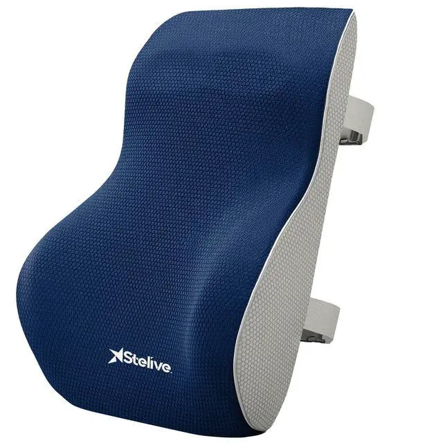 Main image of Stelive Ergonomic Back Cushion Lumbar Support Cushion Memory Foam Back Support Backrest Pillow w/ Adjustable Straps