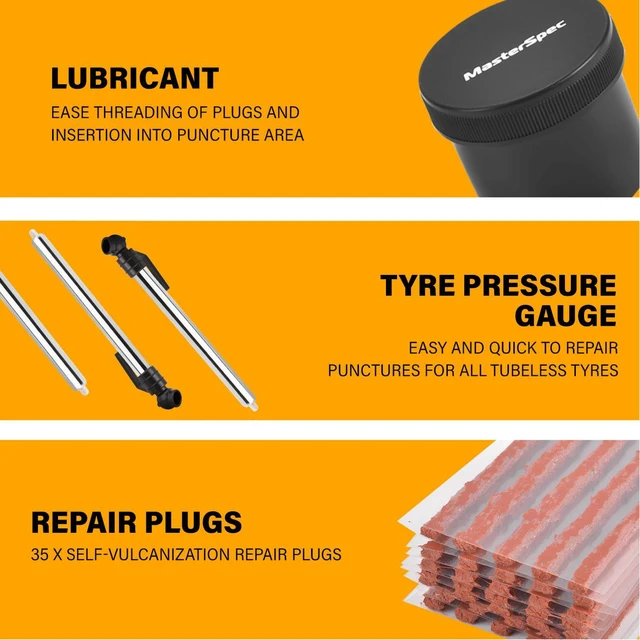 Alt view image 2 of 7 - MasterSpec 64pcs a Tubeless Tyre Puncture Repair Kit Universal Flat Tyre Plug Tool Set