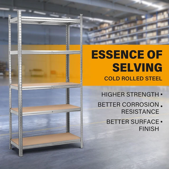 Alt view image 7 of 7 - MasterSpec 2PCS 5-Tier Garage Shelving 1500x700x300mm Warehouse Rack Shelf Storage Rack Garage Shelves